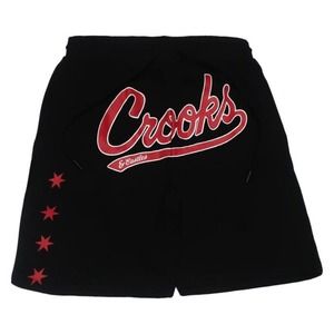 Crooks & Castles Men's Stars Fleece Sweat Shorts in Black